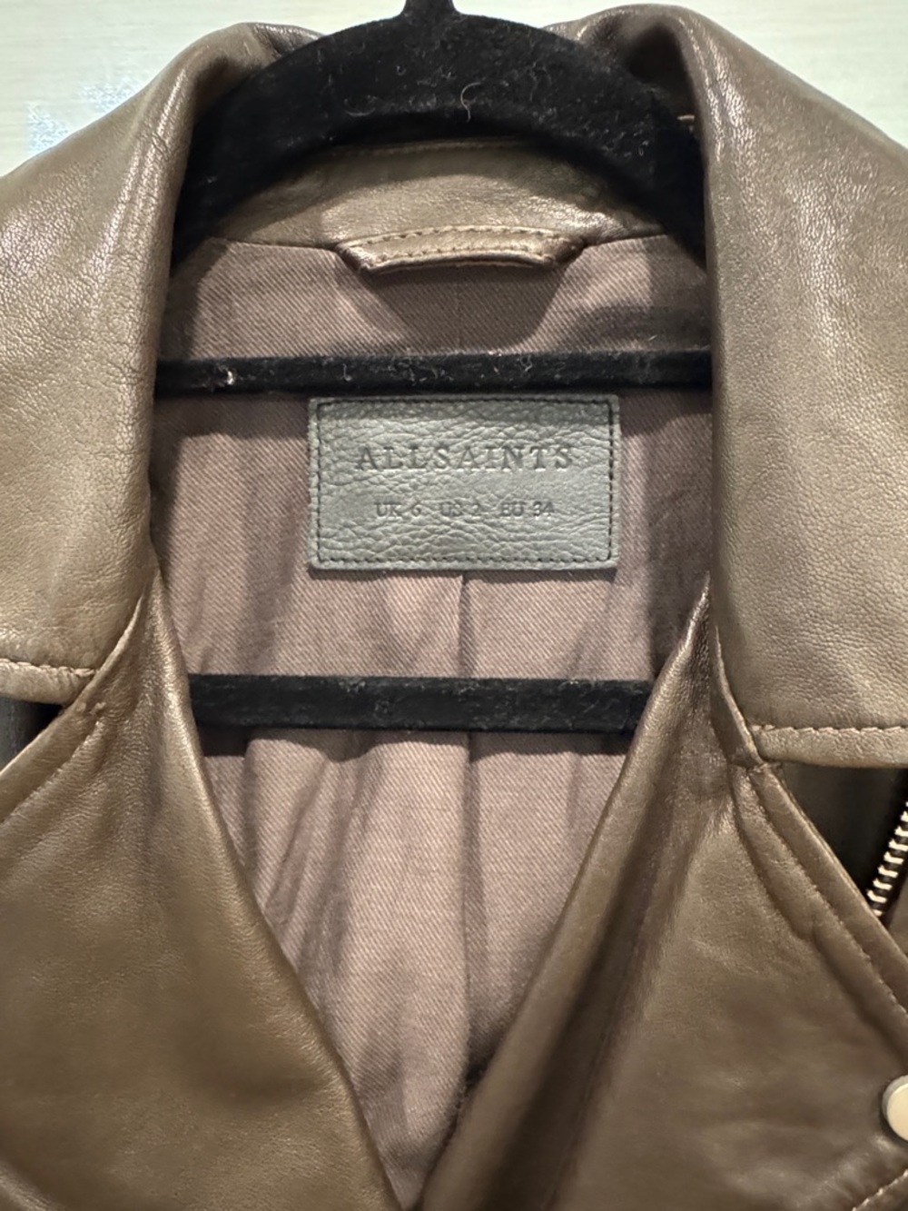 ALLSAINTS Balfern Leather Biker Jacket Dark Olive-Brown Moto Jacket - RARE COLOR - Picture 4 of 13